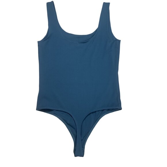 Express Body Contour Compression Scoop Neck  Bodysuit Thong Snap Sage Green Size - Picture 3 of 5